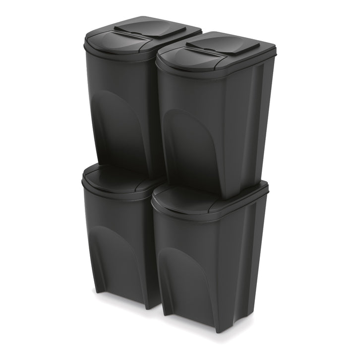 Ensemble de poubelles de recyclage Keden Sortibox 4x35L noir