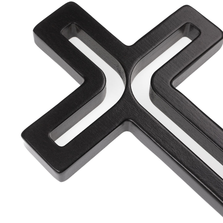 Croix suspendue en bois moderne noir 25x16x1,6 cm
