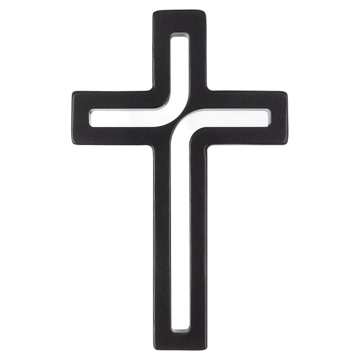 Croix suspendue en bois moderne noir 25x16x1,6 cm