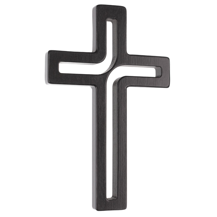 Croix suspendue en bois moderne noir 30x18x1,8 cm