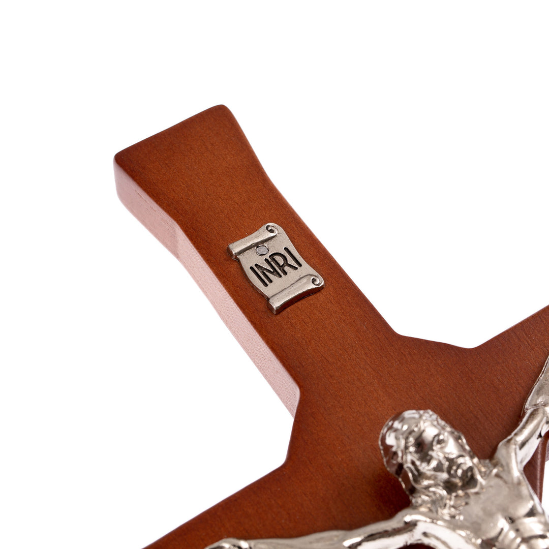 Croix classique suspendue avec une rayure marron 30x14x1.8cm