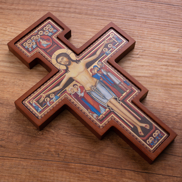 Croix en bois de San Damiano - Croix de St François marron 22x16x1.8cm