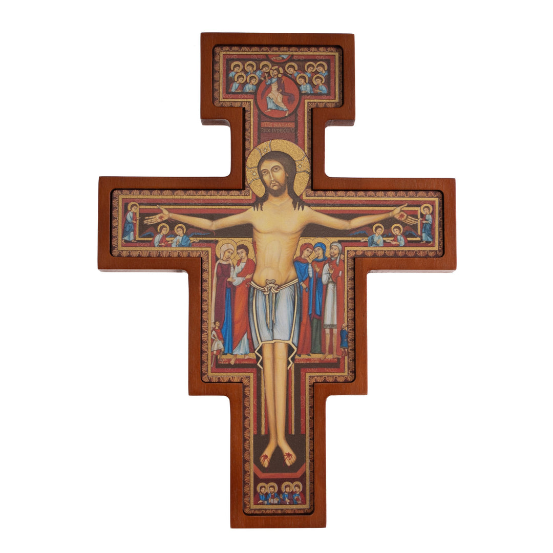 Croix en bois de San Damiano - Croix de St François marron 22x16x1.8cm