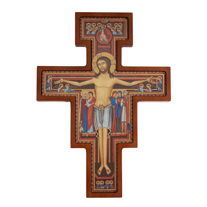 Croix en bois de San Damiano - Croix de St François marron 22x16x1.8cm