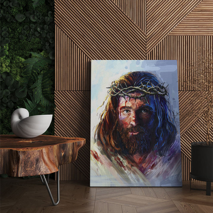 Peinture sur toile Jésus Christ avec la couronne d'épines 20x30cm
