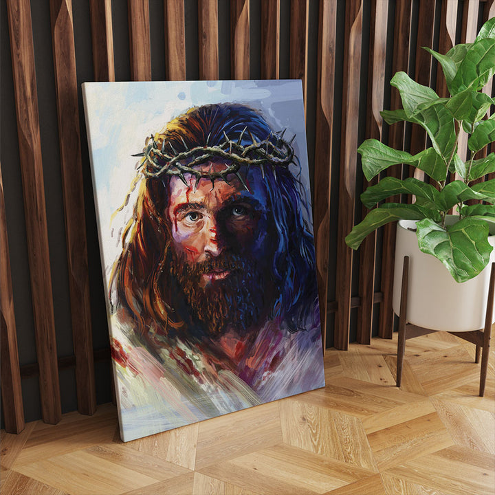 Peinture sur toile Jésus Christ avec la couronne d'épines 20x30cm