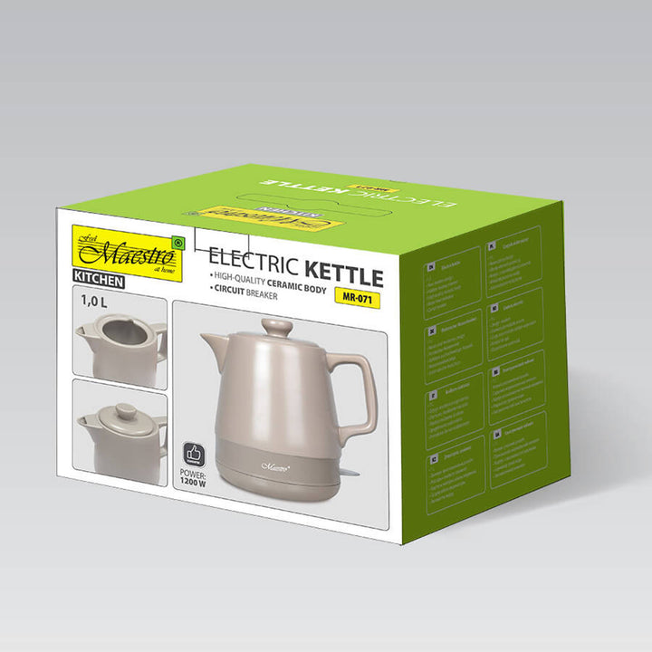 Bouilloire électrique en céramique 1 l Maestro MR-071 Beige 1 200 W, prise britannique