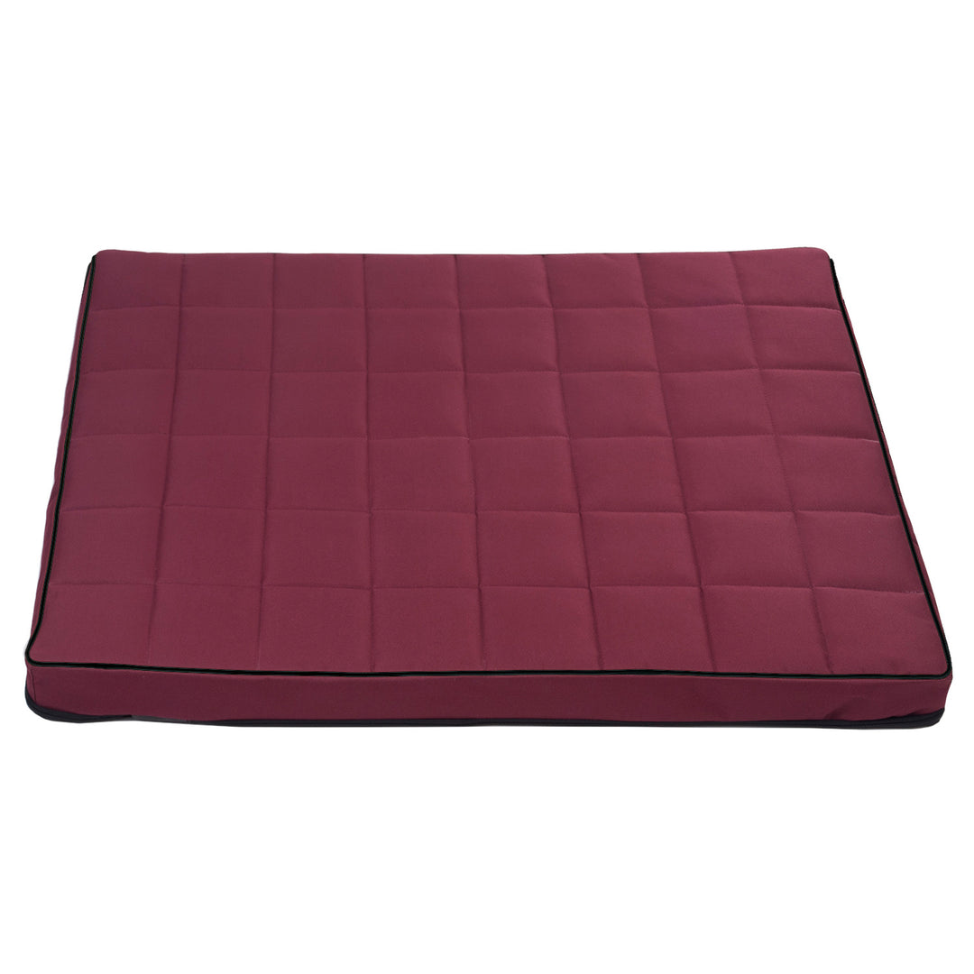 Matelas pour chien et chat Vigo Checked 80 x 60 x 5 cm en bordeaux avec bordure noire