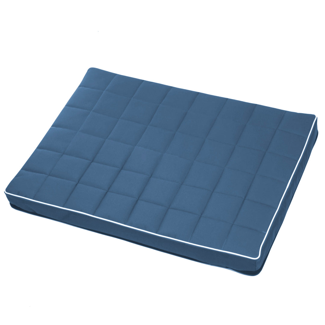 Matelas pour chien et chat Vigo Checked 80 x 60 x 5 cm en bleu avec bordure blanche