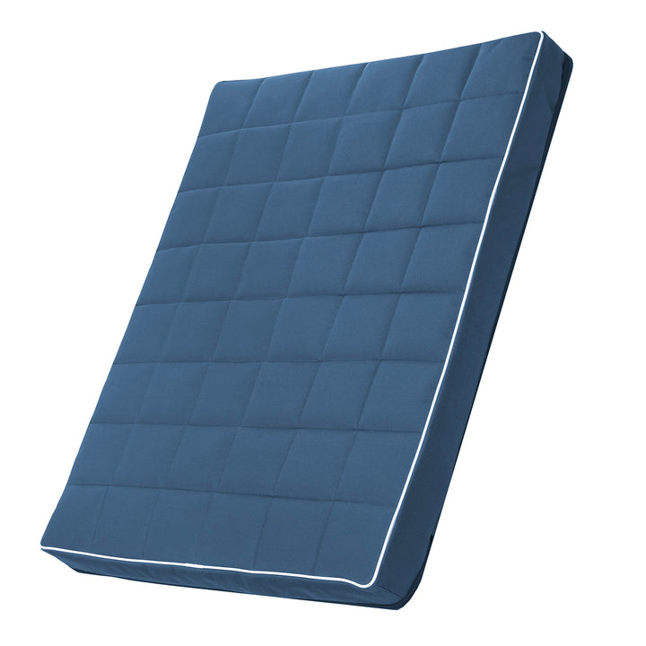 Matelas pour chien et chat Vigo Checked 80 x 60 x 5 cm en bleu avec bordure blanche