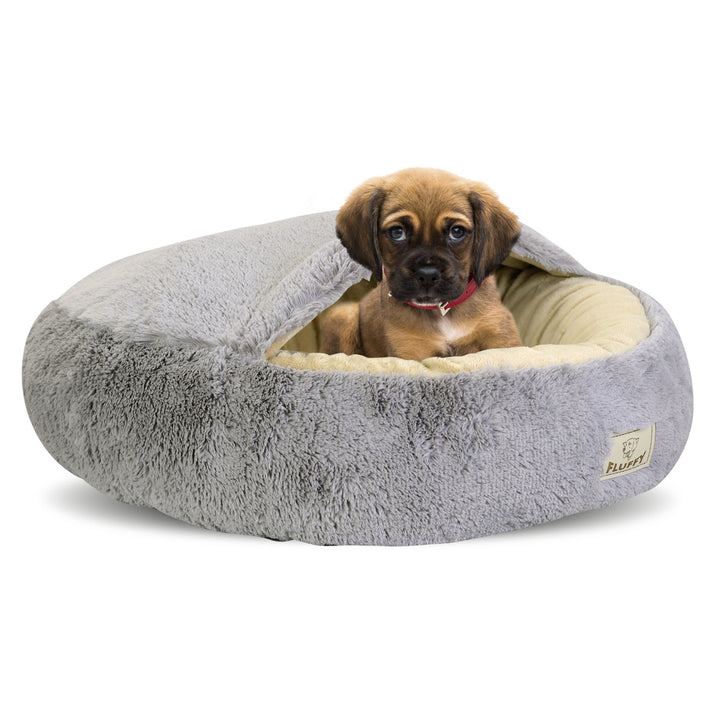 Lit doux et confortable pour chat/chien FLUFFY en gris clair 70 cm dia.