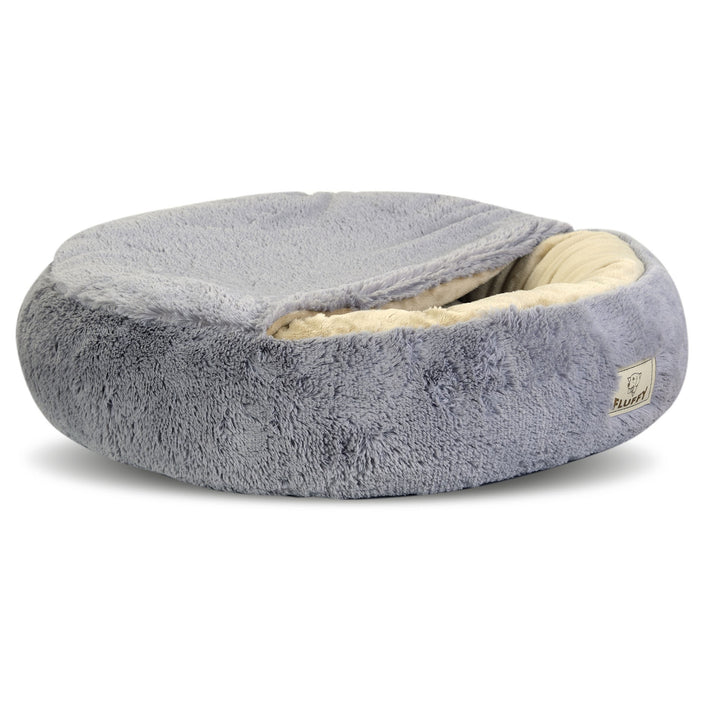 Lit doux et confortable pour chat/chien FLUFFY en gris clair 70 cm dia.