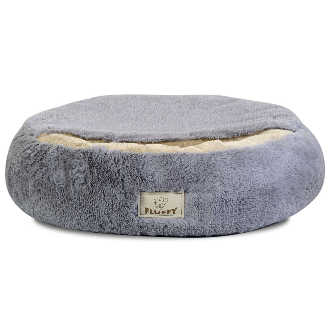 Lit doux et confortable pour chat/chien FLUFFY en gris clair 70 cm dia.