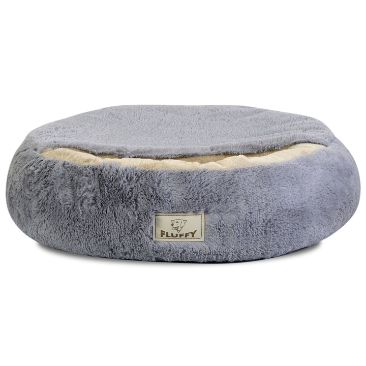 Lit doux et confortable pour chat/chien FLUFFY en gris clair 70 cm dia.