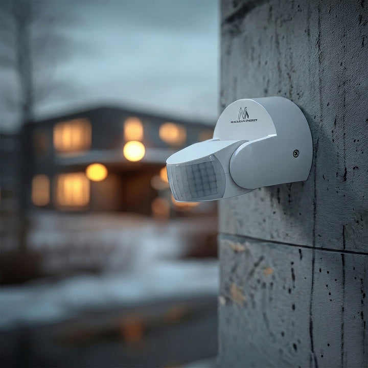 Maclean MCE468 W Détecteur de mouvement PIR, infrarouge, IP65, blanc, portée 12m, charge max. 600/1200W,