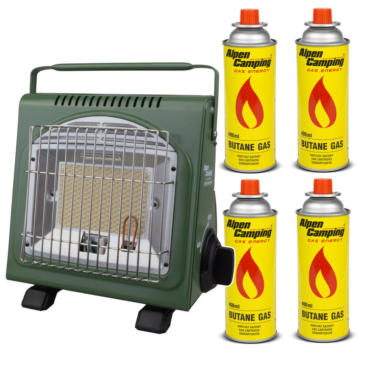 Réchaud à gaz portable Alpen Camping, consommation de gaz 124g/h, allumage piézo, IK-1000 PRO, ICELAND + 4 cartouches