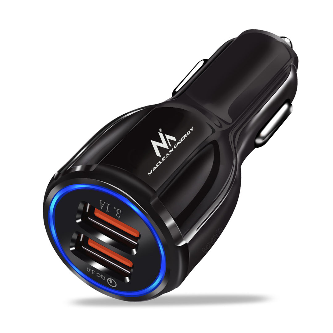 Chargeur de voiture Maclean, Qualcomm Quick Charge, QC 3.0 - 5V/3A, 9V/1.8A, 12V/1.6A, 5V/3.1A avec câble USB Lightning