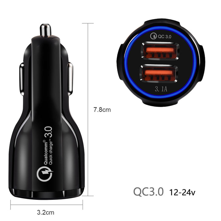 Chargeur de voiture Maclean, Qualcomm Quick Charge, QC 3.0 - 5V/3A, 9V/1.8A, 12V/1.6A, 5V/3.1A avec câble USB Lightning