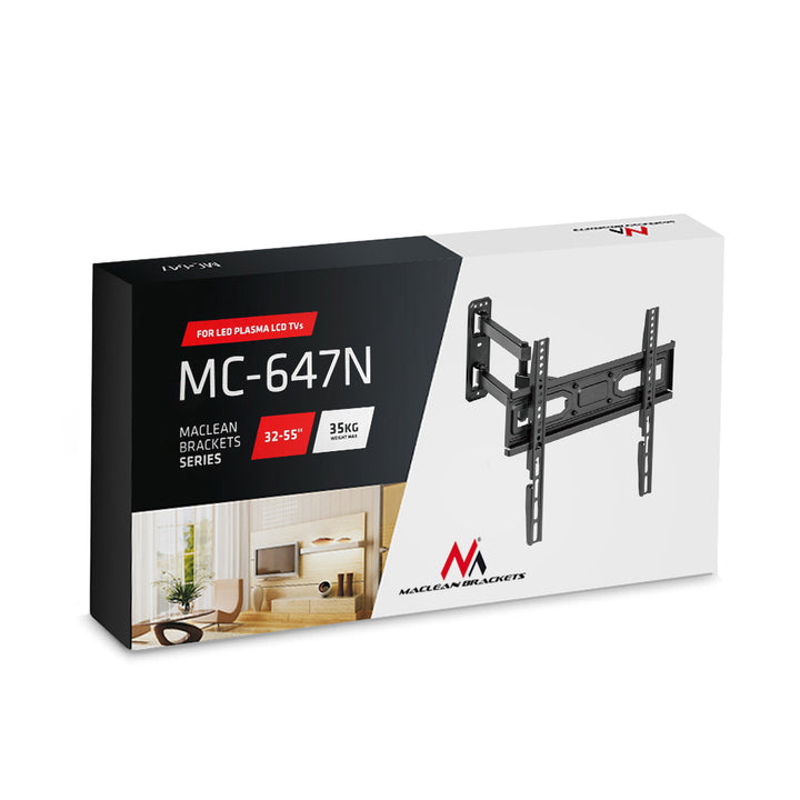 Support TV Maclean, vesa max 400x400, convient aux TV incurvées, 33-70", 35kg, MC-647N