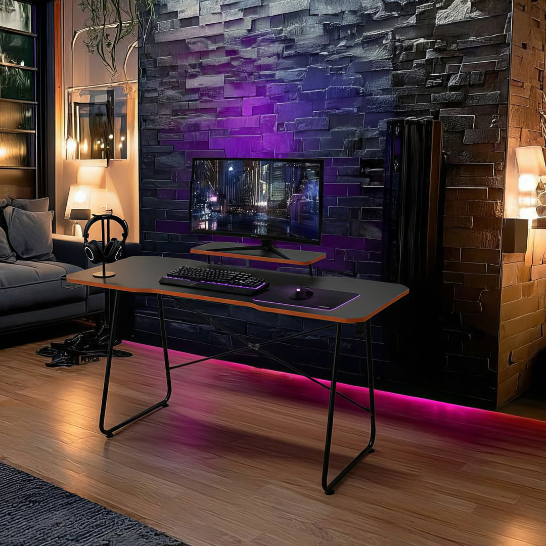 Gaming desk avec tablette pour moniteur NanoRS, 50kg max, hauteur 850mm, noir, RS170