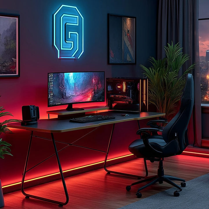 Gaming desk avec tablette pour moniteur NanoRS, 50kg max, hauteur 850mm, noir, RS170