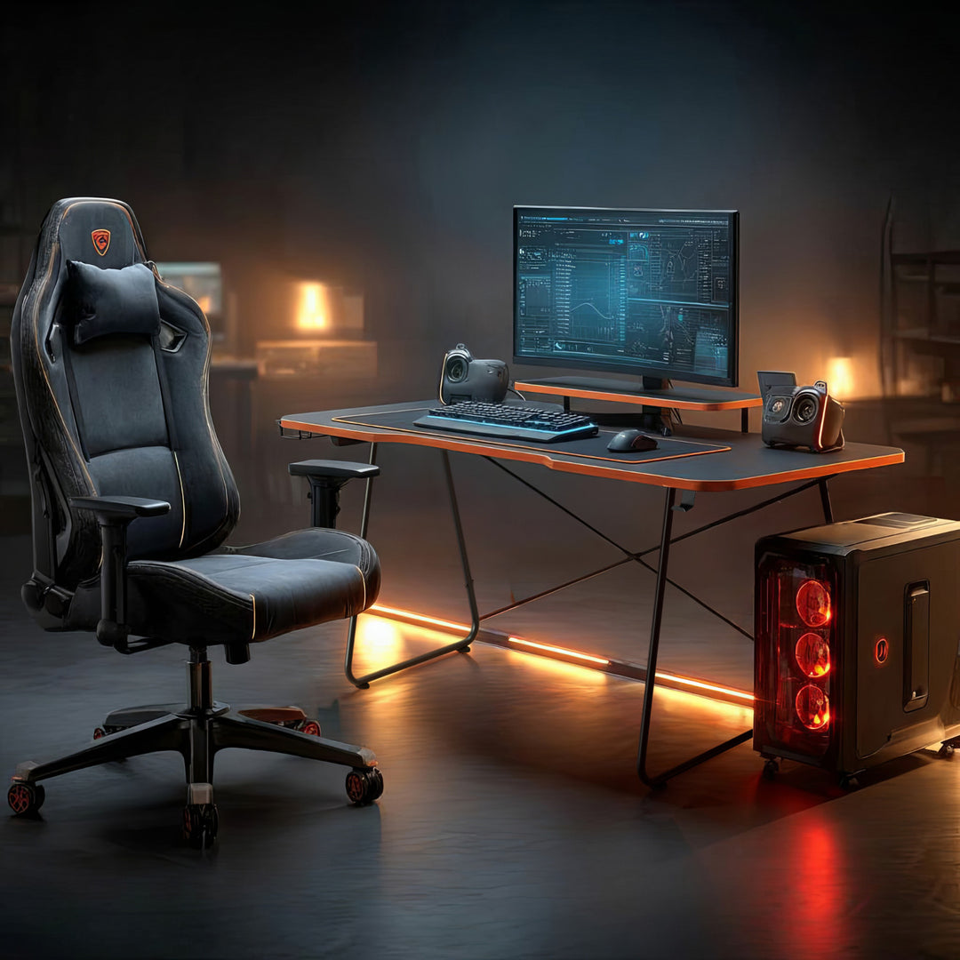 Gaming desk avec tablette pour moniteur NanoRS, 50kg max, hauteur 850mm, noir, RS170