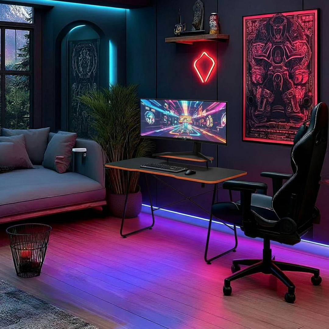 Gaming desk avec tablette pour moniteur NanoRS, 50kg max, hauteur 850mm, noir, RS170