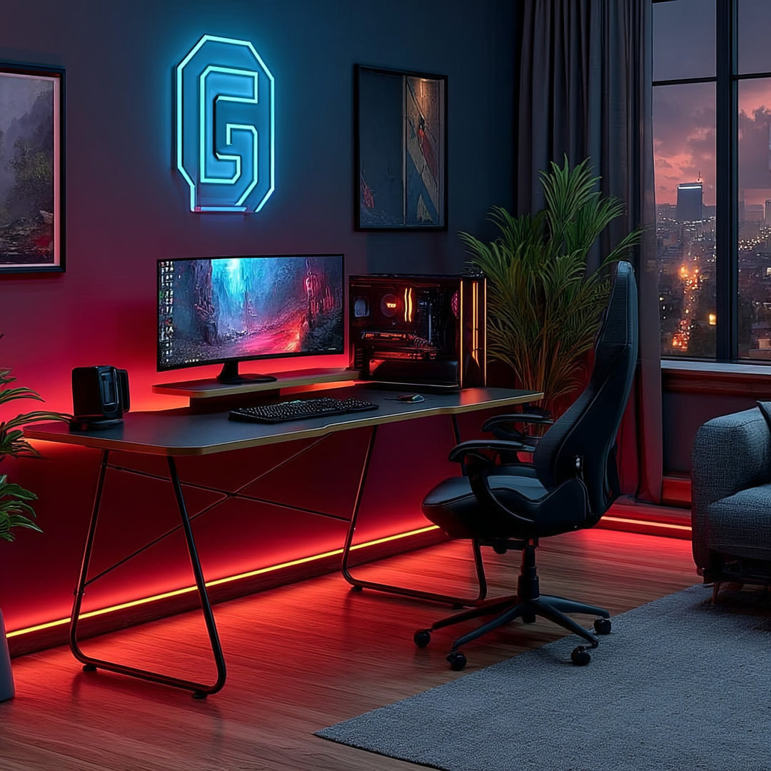 Gaming desk avec tablette pour moniteur NanoRS, 50kg max, hauteur 850mm, noir, RS170