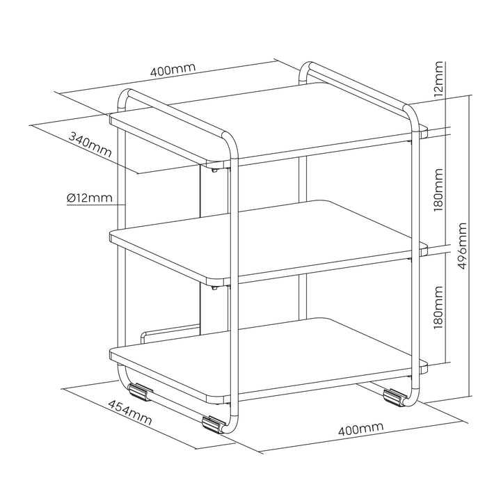 Armoire élégante à 3 étagères Maclean, 90kg max, 454x400x496mm, MC-978