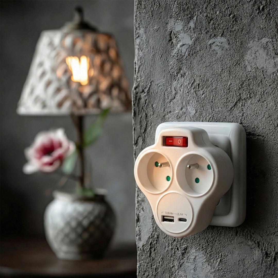 Prise de courant Maclean, répartiteur avec 2 prises et USB A/C 2,4A, type E, 2x16A, MCE336 E