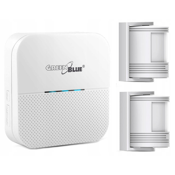 Sonnette sans fil GreenBlue, 2 détecteurs de mouvement, 52 mélodies, blanc, 230V AC, max 8 détecteurs, GB212