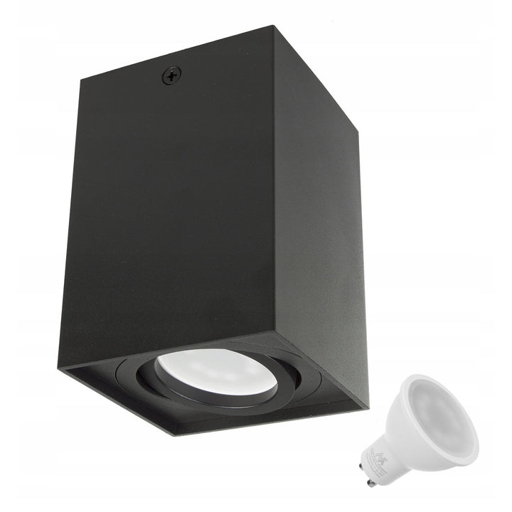 Maclean tube / applique, spot, halogène, carré, aluminium, ampoule 5W GU10, 80x80x115mm, couleur noire, MCE426 B +