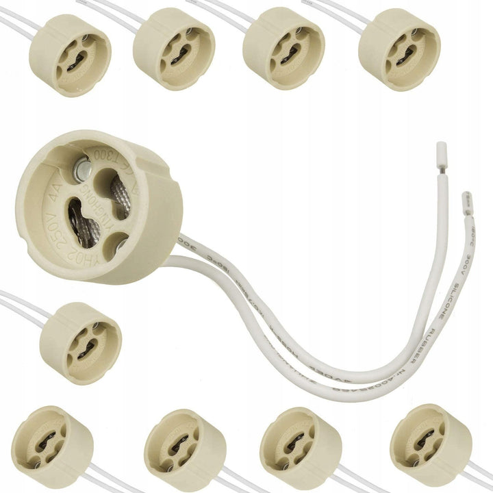 10x Prise de connexion Maclean, Prise céramique GU10, 250V~, Courant nominal max. 2A, Longueur de câble 14cm, MCE428