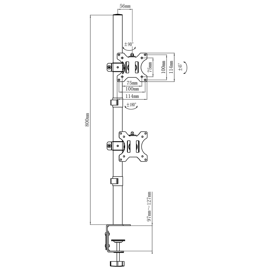 Support pour écran Maclean, max VESA 100x100, 13-27", 9 kg, MC-966