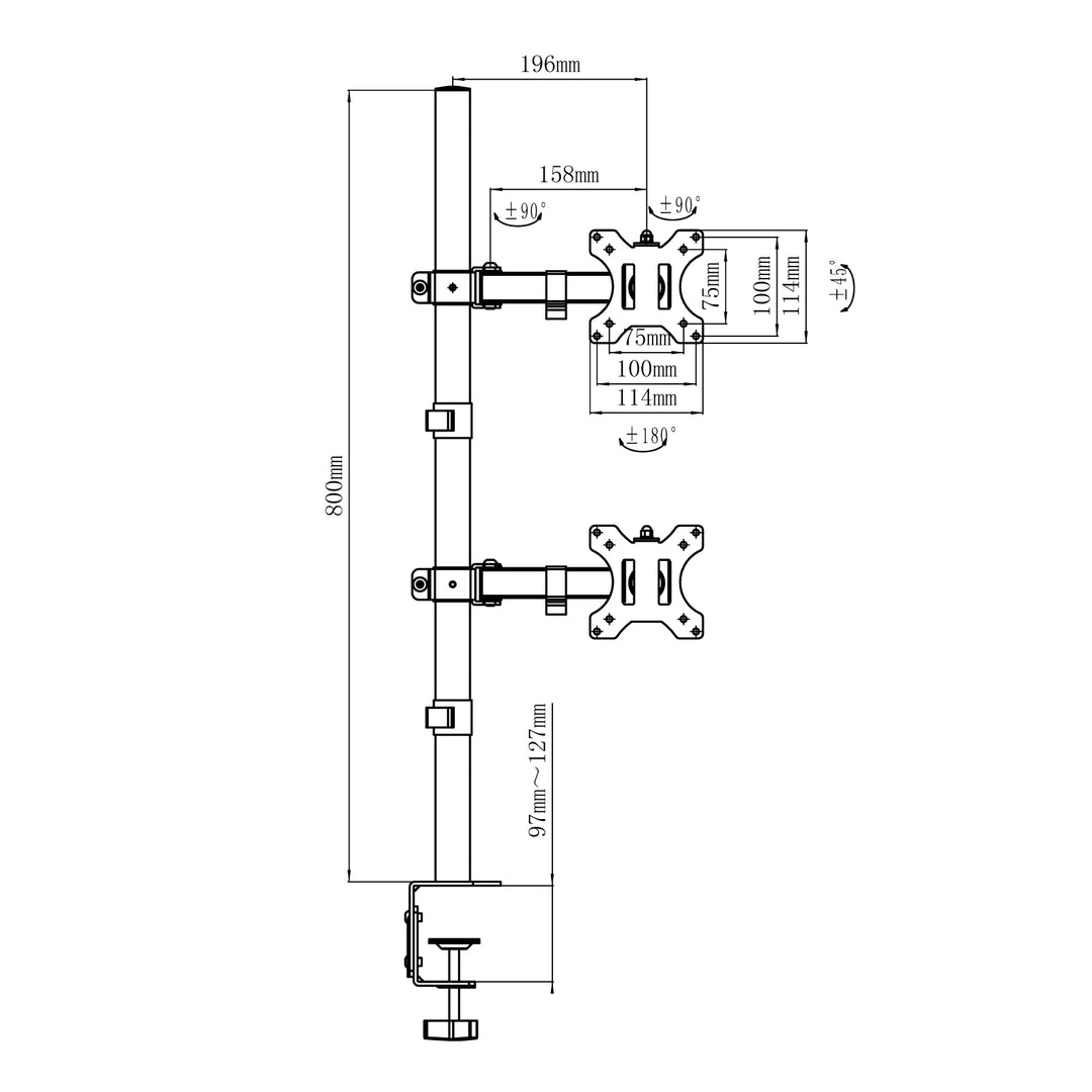 Support de moniteur Maclean, max VESA 100x100, 13-27", 9kg, MC-967