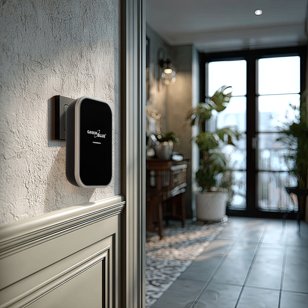 Sonnette sans fil sans pile, 38 mélodies, noir, portée jusqu'à 200m, IP44, GB157 GreenBlue