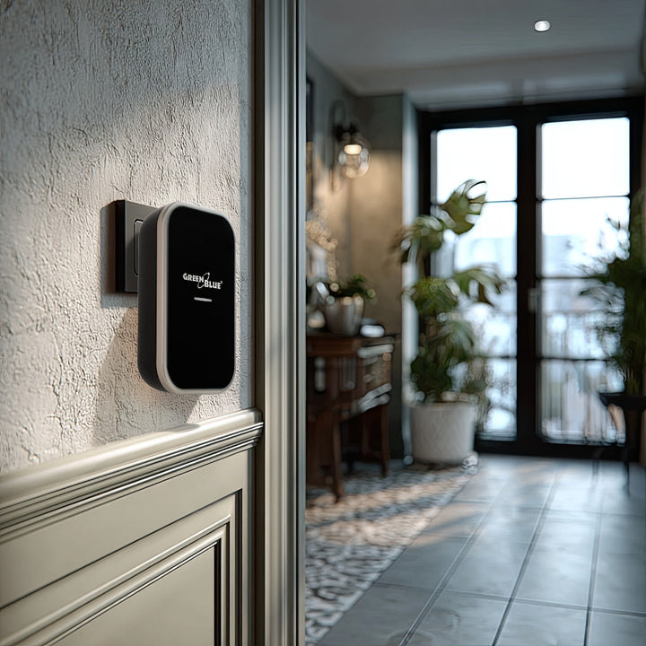 Sonnette sans fil sans pile, 38 mélodies, noir, portée jusqu'à 200m, IP44, GB157 GreenBlue