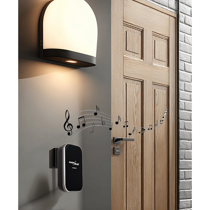 Sonnette sans fil sans pile, 38 mélodies, noir, portée jusqu'à 200m, IP44, GB157 GreenBlue