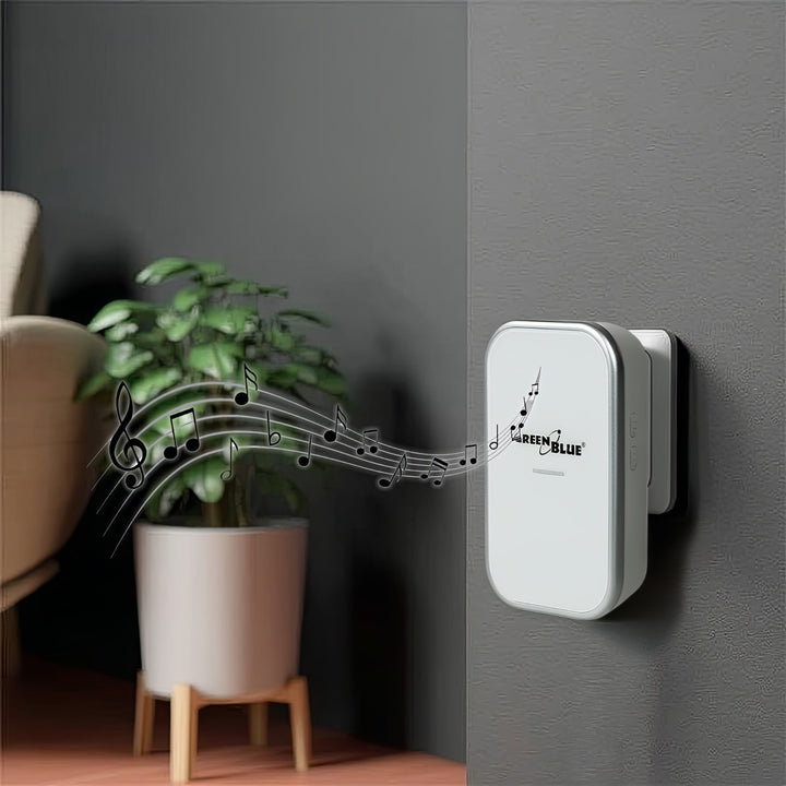 GreenBlue kinetic cloche sans fil sans pile, 38 mélodies, blanc, portée jusqu'à 200m, IP44, GB157 W