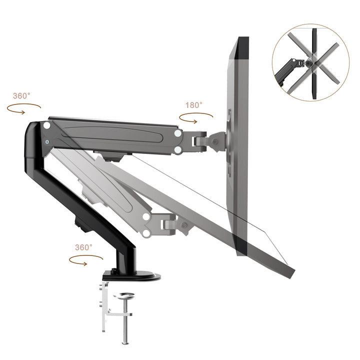 Support de moniteur Maclean, vérin à gaz, 13"-27", 8 kg, noir, MC-860N