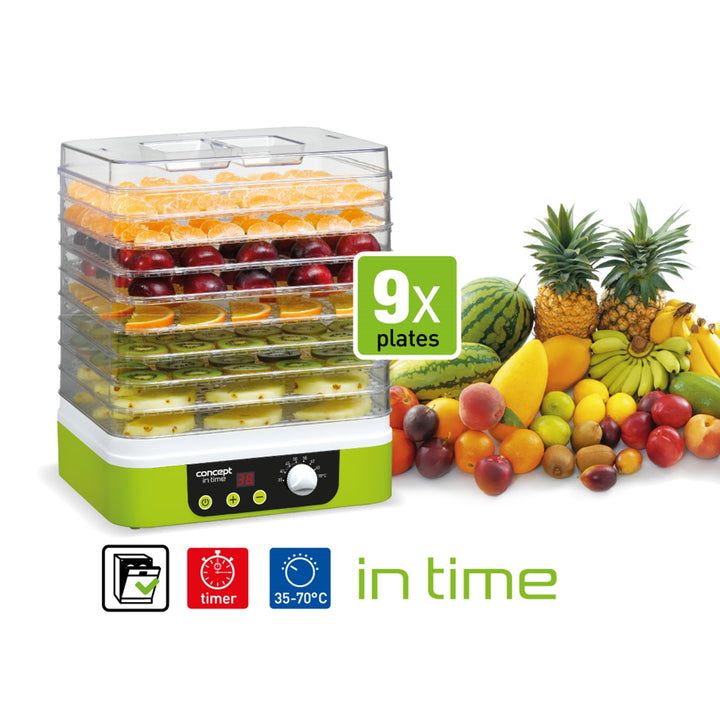 Séchoir Concept pour champignons, fruits et herbes, 9 tamis, minuterie, contrôle de la température, prise UK, SO-1060 UK