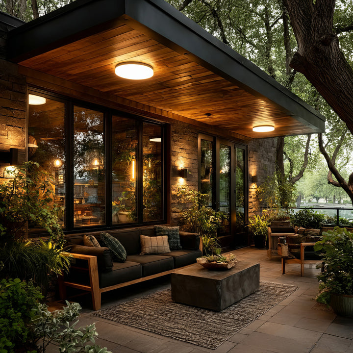 Lampe détecteur LED pour plafond Maclean, détecteur micro-ondes 5.8GHz, 4000K, 12W, 950lm, IP44, MCE347