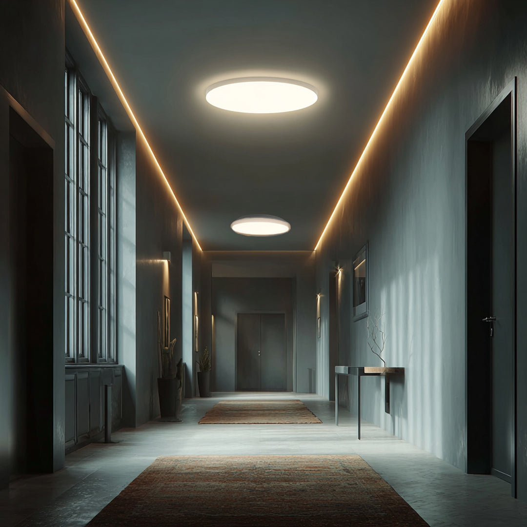 Lampe détecteur LED pour plafond Maclean, détecteur micro-ondes 5.8GHz, 4000K, 12W, 950lm, IP44, MCE347