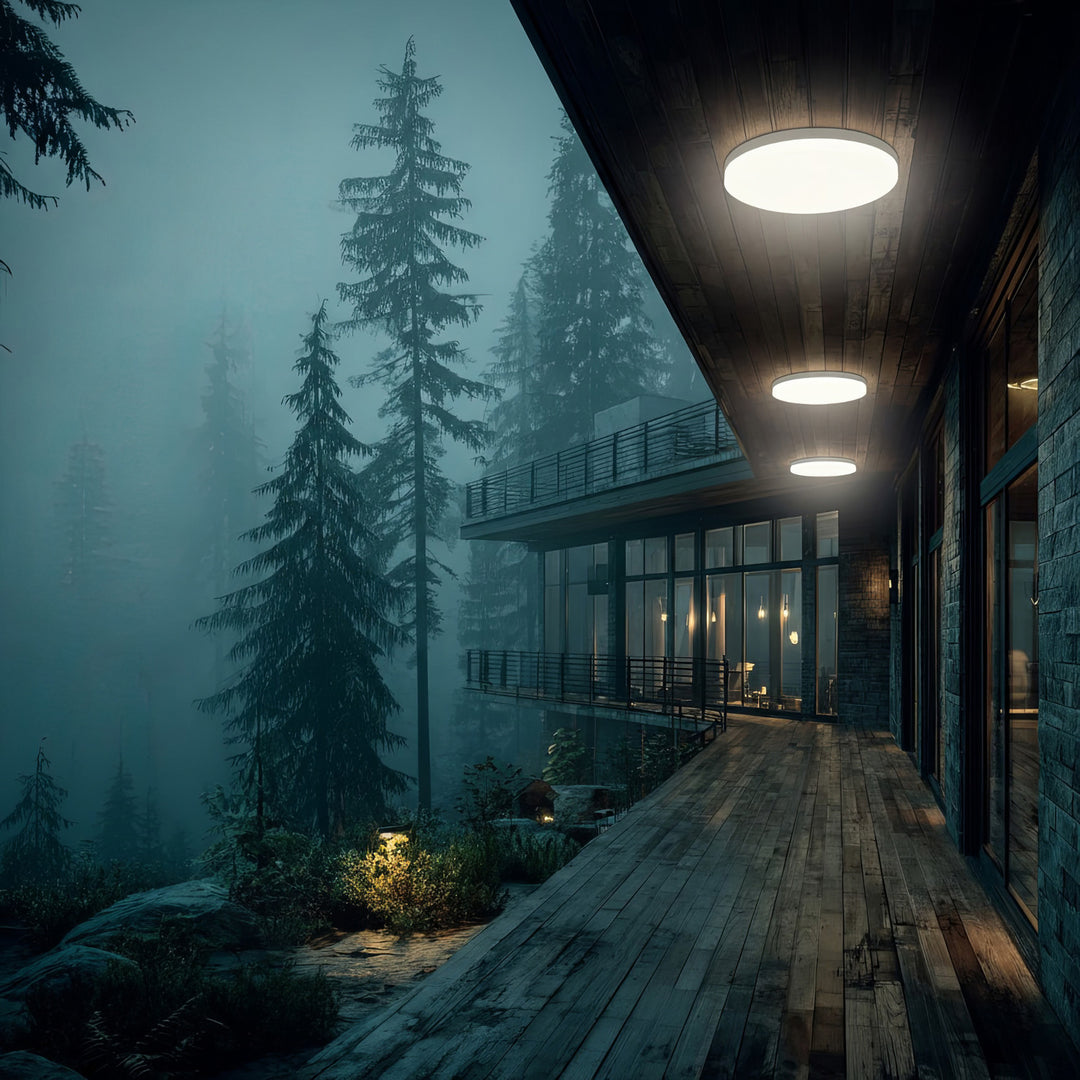 Lampe détecteur LED pour plafond Maclean, détecteur micro-ondes 5.8GHz, 4000K, 12W, 950lm, IP44, MCE347