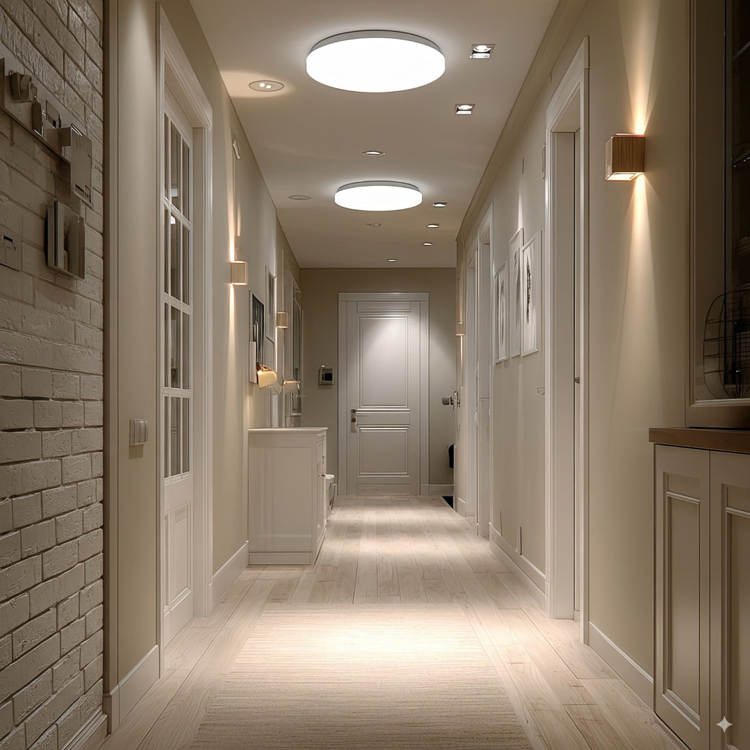 Lampe détecteur LED pour plafond Maclean, détecteur micro-ondes 5.8GHz, 4000K, 12W, 950lm, IP44, MCE347