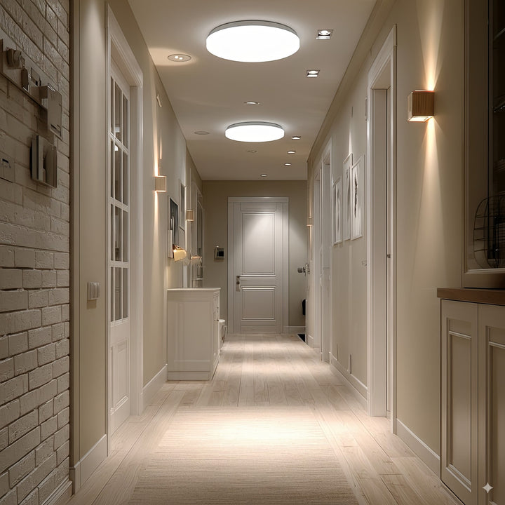 Lampe détecteur LED pour plafond Maclean, détecteur micro-ondes 5.8GHz, 4000K, 12W, 950lm, IP44, MCE347