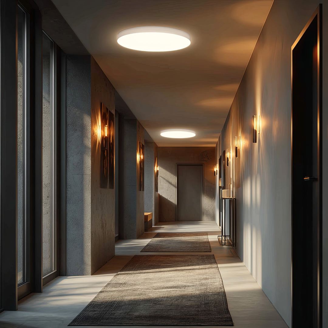 Lampe détecteur LED pour plafond Maclean, détecteur micro-ondes 5.8GHz, 4000K, 12W, 950lm, IP44, MCE347