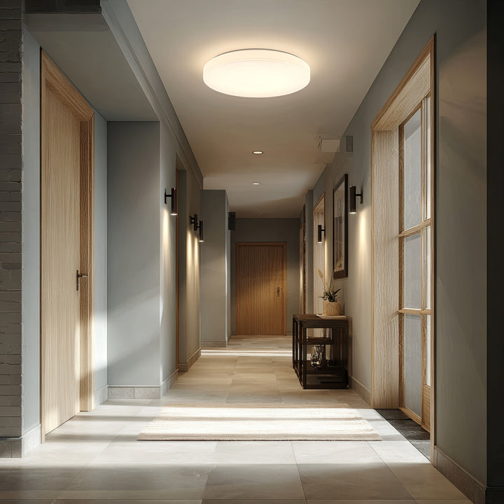 Lampe détecteur LED pour plafond Maclean, détecteur micro-ondes 5.8GHz, 4000K, 12W, 950lm, IP44, MCE347