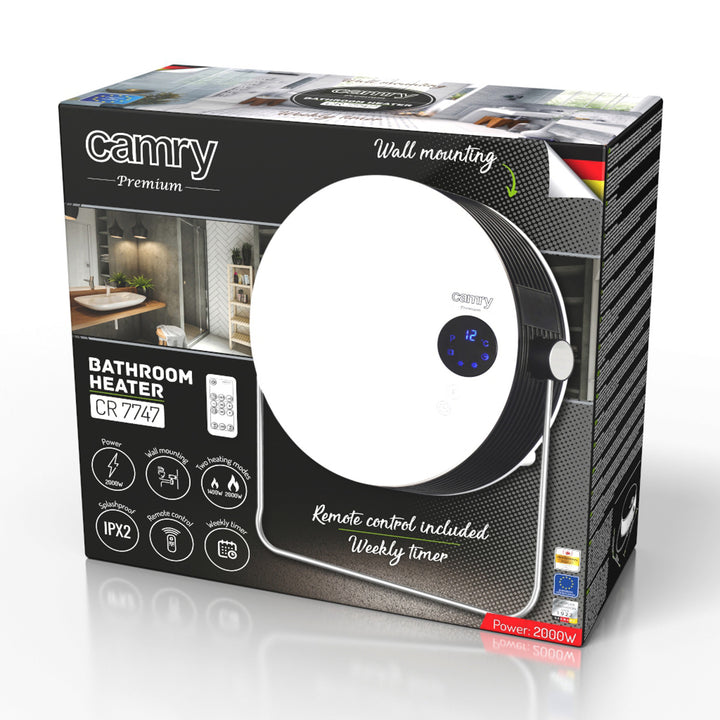 Chauffe-bain Camry, puissance 2000W, 2 niveaux de chauffe, écran LCD, télécommande, CR 7747