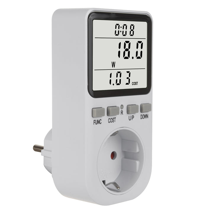 Compteur d'énergie GreenBlue, wattmètre, type F, 220-240V AC, 50Hz, charge max. 16A, IP20, batterie intégrée, GB364 F